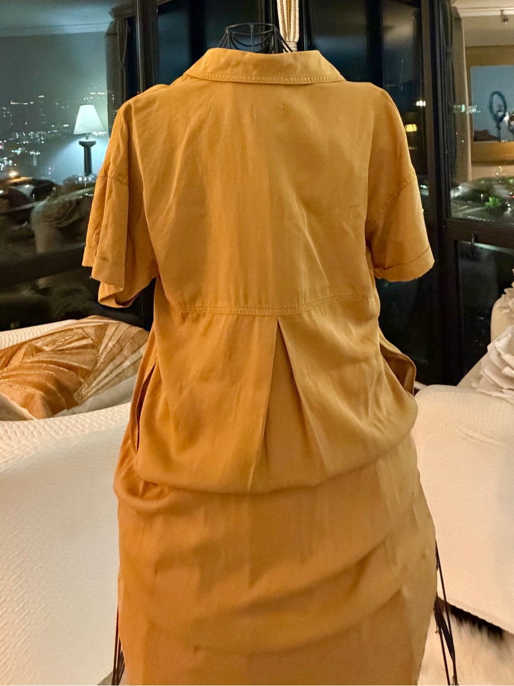 Mustard Yellow Short Sleeve V-Neck dress by Universal Thread. - Picture 3 of 5